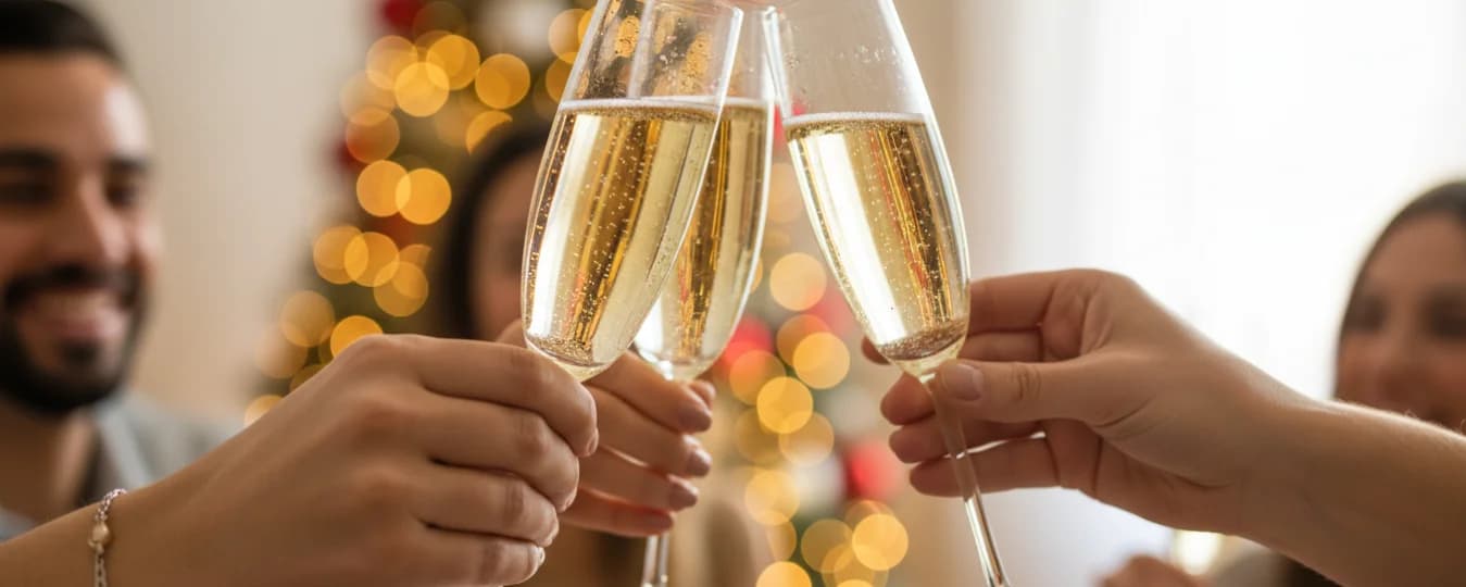 Personas brindando con copas de champaña en una celebración